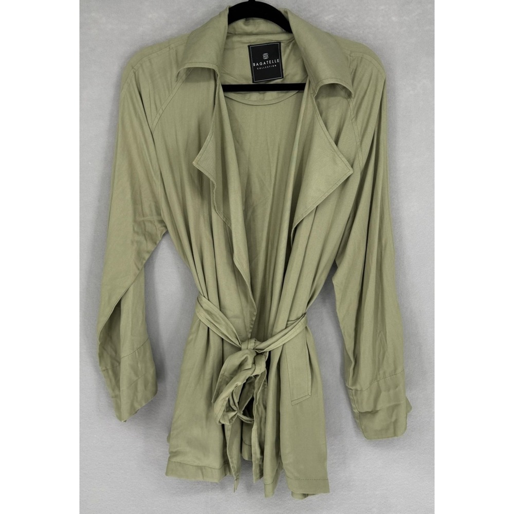Bagatelle Collection Jacket Womens Medium Green Belted Drape Front‎ Lightweight
